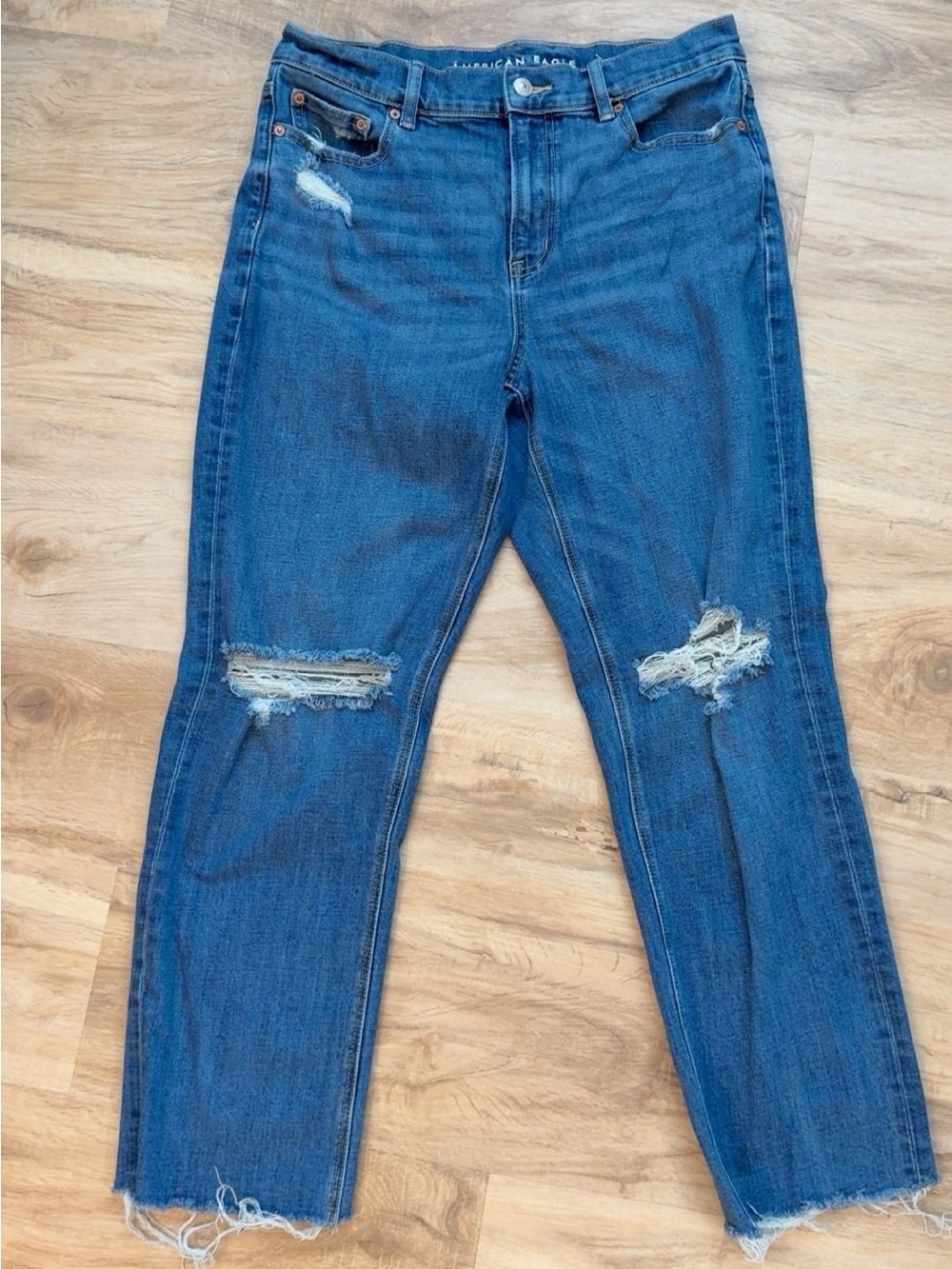 American Eagle Outfitters Women’s Distressed Boyfriend Jeans - Blue
